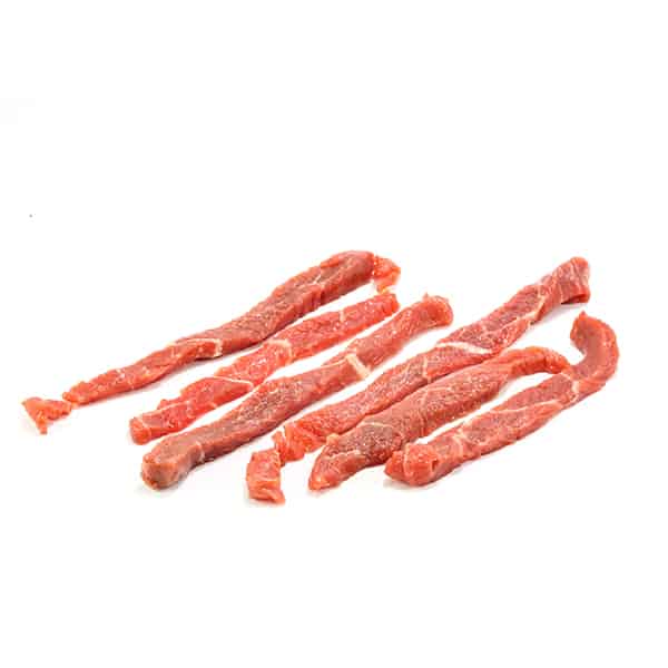 raw beef strips